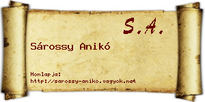 Sárossy Anikó névjegykártya